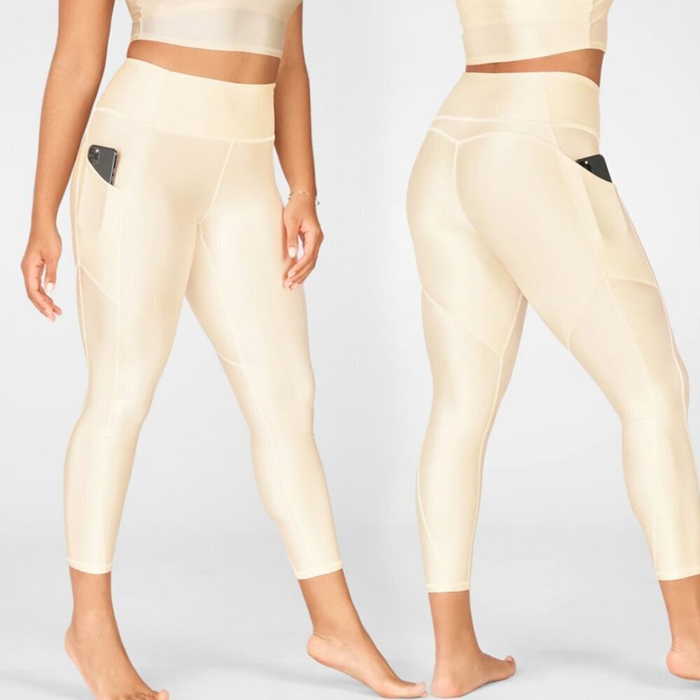 Fabletics Women's Oasis Shine High-Waisted 7/8 Leggings - Size Large- see detail